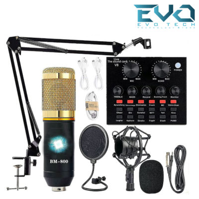 BM800 Condenser Microphone V8 Card Mixer Live