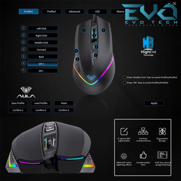 Mouse Gaming AULA F805 RGB+Software - Image 4