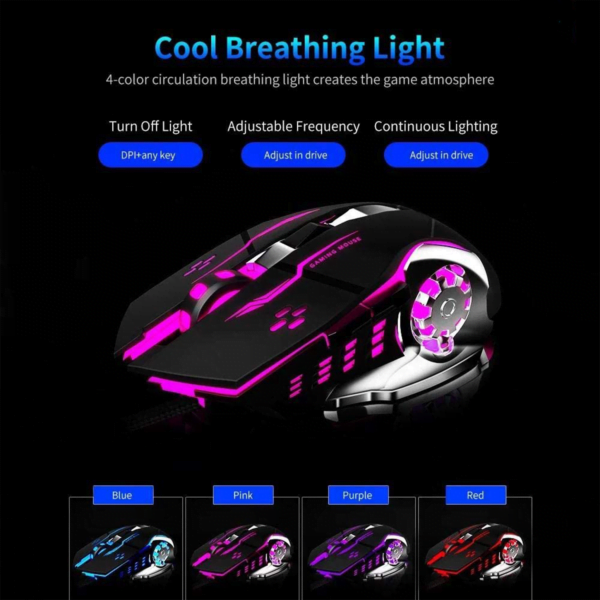 AULA S20 USB Wired Gaming Mouse Programmable Optical Ergonomic Mouse with Breathing LED Lights - Image 2