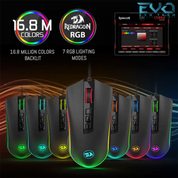 Redragon M711 COBRA Gaming Mouse with 16.8 Million RGB Color Backlight - Image 4