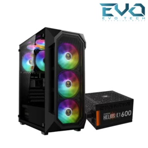 GAMDIAS AURA GC1 Elite 4xFRGB Mid Tower Gaming Case GAMDIAS With HELIOS E1-600W 80+ PSU