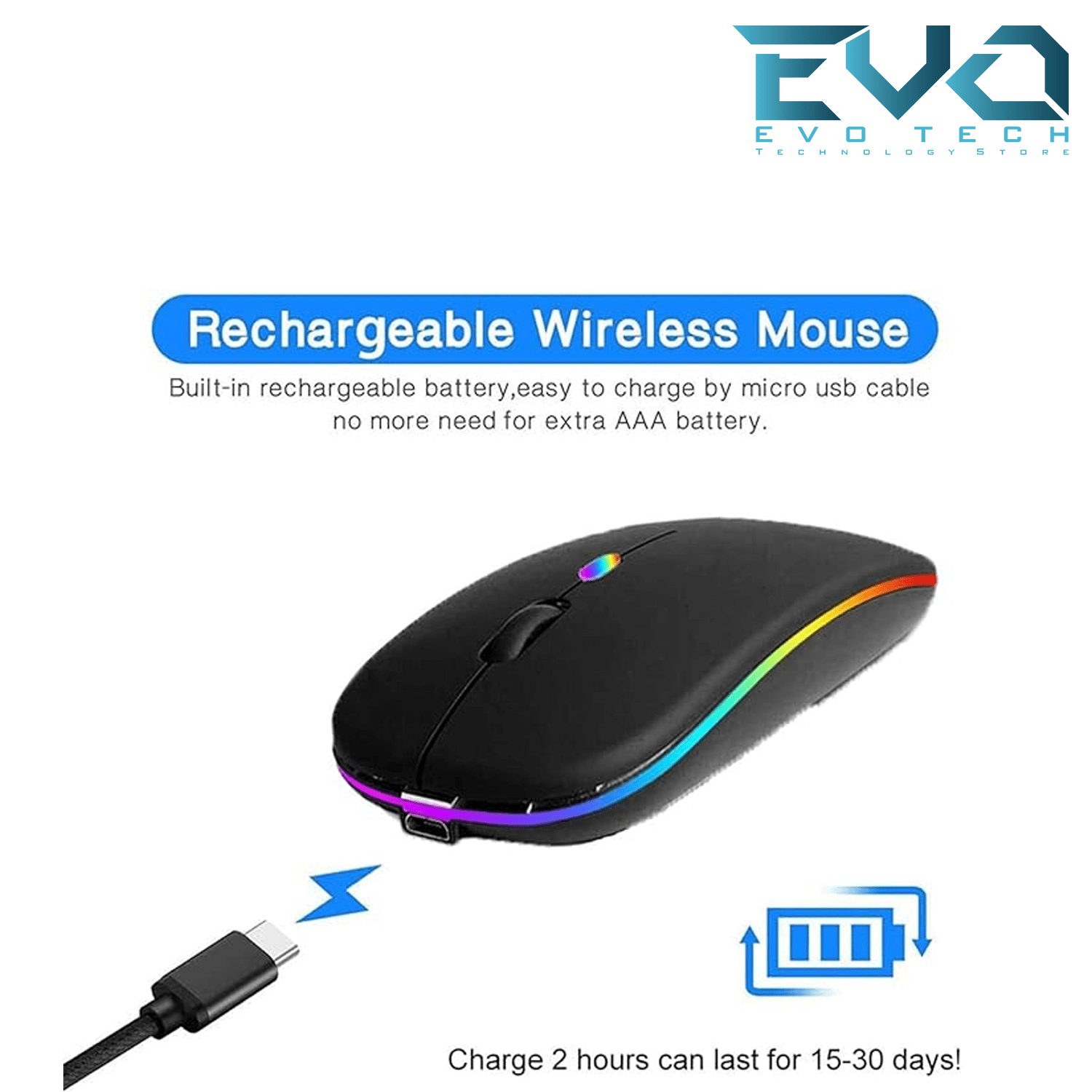 Hp W10 RECHARGEABLE WIRELESS Mouse RGB - Evo Tech - ايفو تك