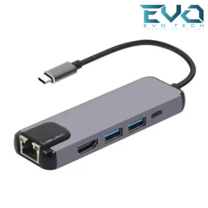 HUB Type-C To HDTV 5 In 1 Adapter 2USB + Type-C + LAN + HDMI