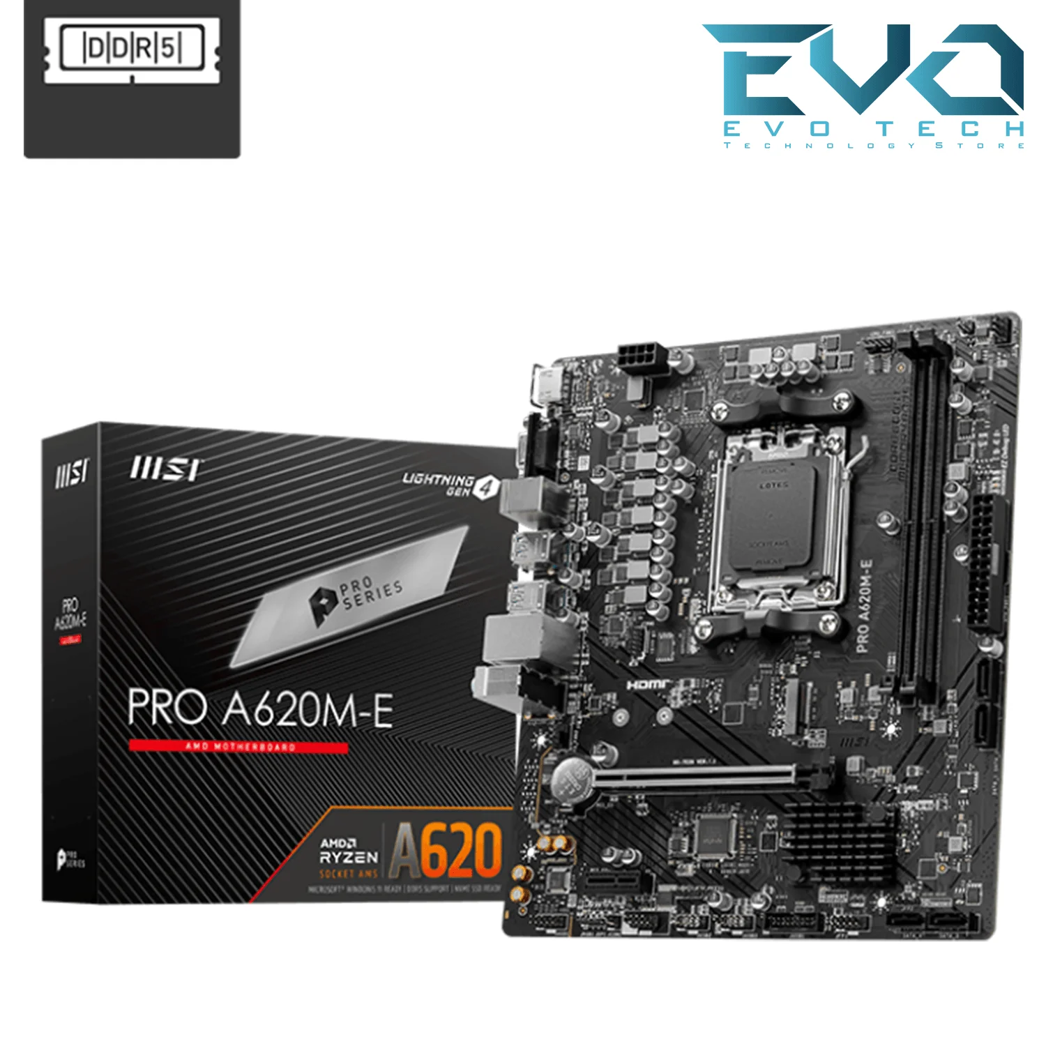 MSI PRO A620M‑E AMD AM5 DDR5 Motherboard 1 MSI PRO A620M‑E AMD AM5 DDR5 Motherboard