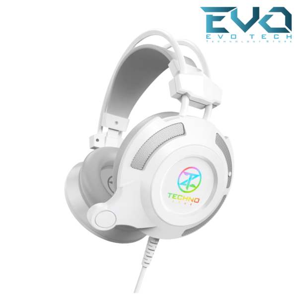 Technozone K41 Gaming Headphone WHITE USB 7.1 – VIBRATION – RGB