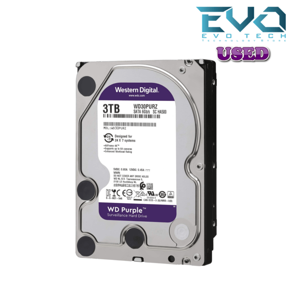 Western Digital WD PURPLE 3TB INTERNAL DESKTOP HARD DRIVE HDD USED