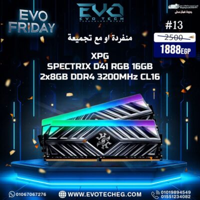 EVO FRIDAY #13 – XPG SPECTRIX D41 RGB 16GB 2x8GB) DDR4 3200MHz CL16