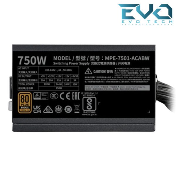 Cooler Master MWE 750 Bronze V3 230V ATX 3.1 750W 80+ Plus Bronze Power Supply - Image 2