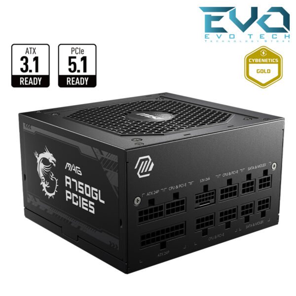 MSI MAG A750GL PCIE 5 & ATX 3.1 Power Supply - Full Modular - 80+ Plus Gold  750W