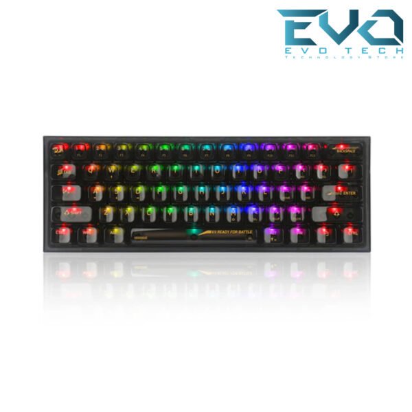 REDRAGON K617 CTB-RGB Fizz RGB 60% Gaming Mechanical Keyboard Custom Linear Switch Black Transparent - Image 2