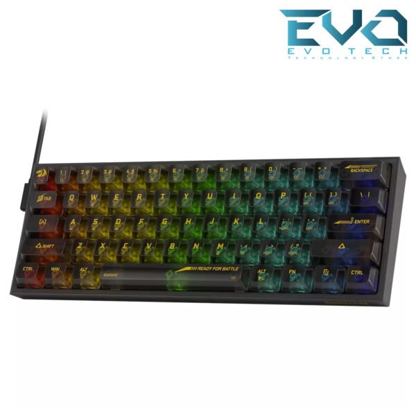 REDRAGON K617 CTB-RGB Fizz RGB 60% Gaming Mechanical Keyboard Custom Linear Switch Black Transparent