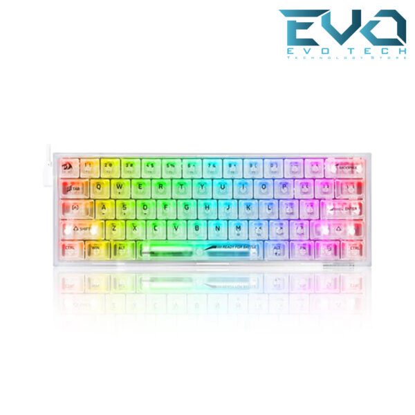 REDRAGON K617 CT-RGB Fizz RGB 60% Gaming Mechanical Keyboard Custom Linear Switch White Transparent - Image 2