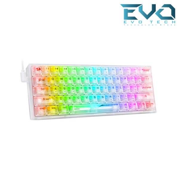 REDRAGON K617 CT-RGB Fizz RGB 60% Gaming Mechanical Keyboard Custom Linear Switch White Transparent - Image 4
