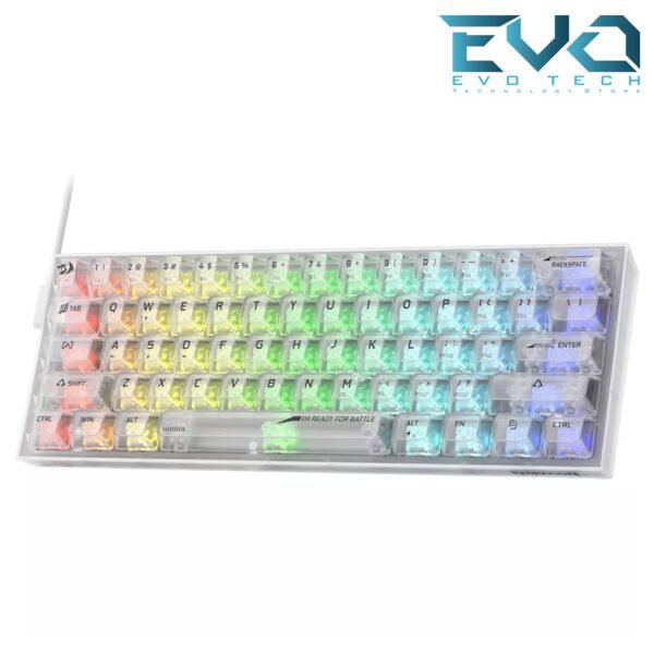 REDRAGON K617 CT-RGB Fizz RGB 60% Gaming Mechanical Keyboard Custom Linear Switch White Transparent