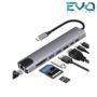 HUB TYPE-C TO HDTV 8 IN 1 ADAPTER 2USB + 2TYPE-C + TF + SD + LAN + HDMI