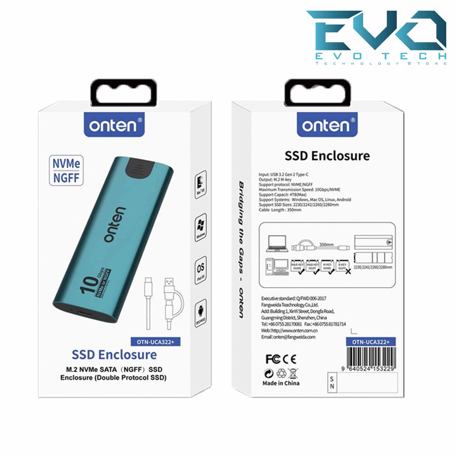 ONTEN OTN-UCA322+ M.2 NVMe SSD Enclosure 2230/2242/2260/2280 10Gbps USB-C to USB-A 2 ONTEN OTN-UCA322+ M.2 NVMe SSD Enclosure 2230/2242/2260/2280 10Gbps USB-C to USB-A - Image 2