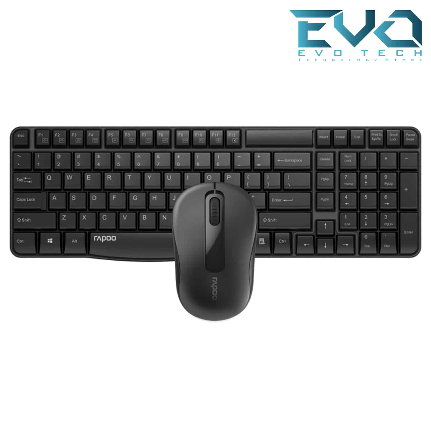 Rapoo X1800S Wireless Keyboard and Mouse Combo Black Arabic
