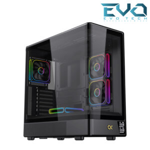 Xigmatek Moon DGT Digital LCD 4 Fan ARGB PWM Curved Tempered Glass Black Super Tower Case