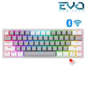 Redragon Fizz Pro K616 RGB 60% Mechanical Keyboard Red Switch Hot-Swappable Tri-Mode USB-C / 2.4GHz / Bluetooth Gray & White
