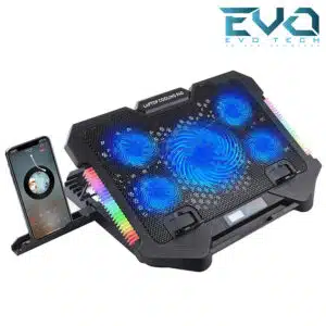 UTOPIA S500 RGB Laptop Cooling Pad 5 Fans 17.3 Inch with Mobile Phone Stand & Dual RGB Light Bars