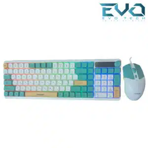 Founder KM650 Gaming Keyboard & Mouse Combo – RGB Membrane Keyboard with Volume Knob Green Arabic